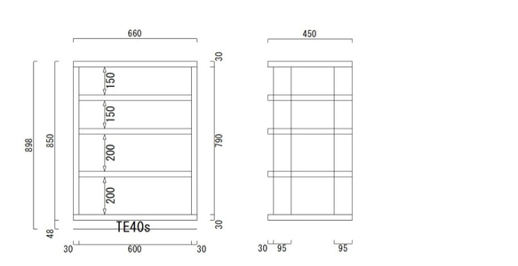 オーディオラック２色タイプ１Ｒ5　収納ラック重量機材用　注文後製作 ワイド600　キャスター付き 4枚目の画像