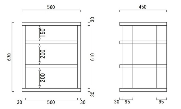 オーディオラック２色タイプ１Ｒ４　収納ラック重量機材用　完成在庫品　高さ670ｍｍ 5枚目の画像