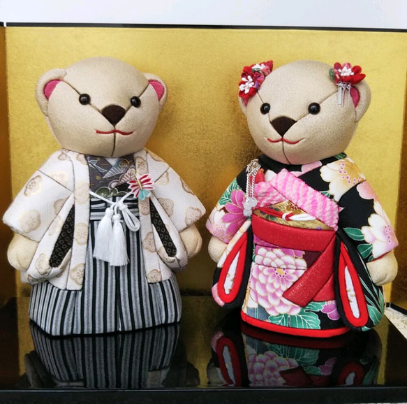 木目込み人形　(市松くまさん) 人形の田辺 / 市松くまさん（小）