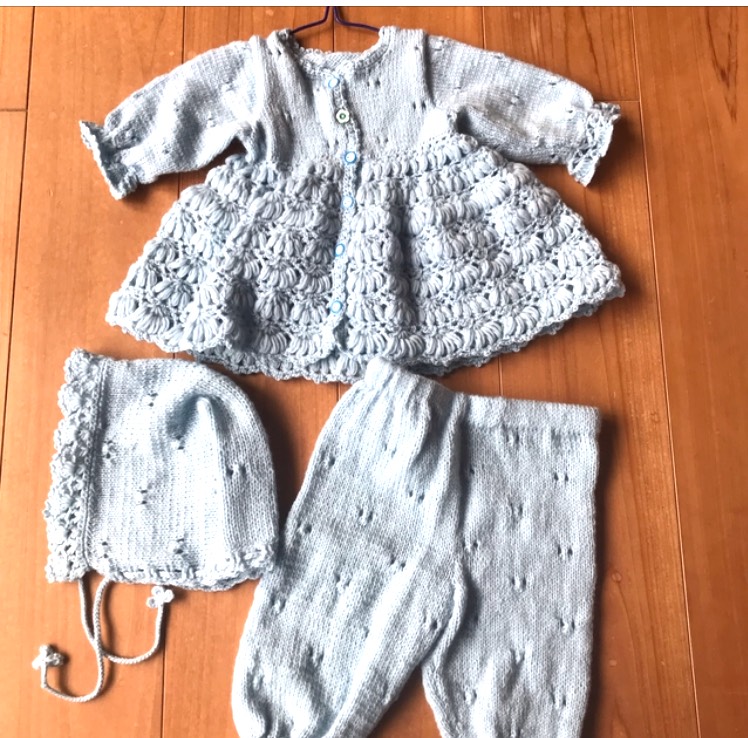 (受注製作)ベビードレスセット(水色)