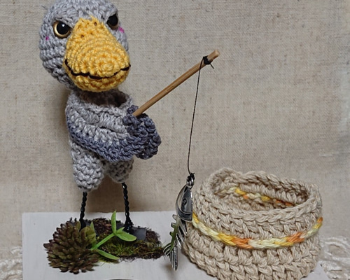 あみぐるみ ハシビロコウさんの休日 小物入れ付 再販 あみぐるみ