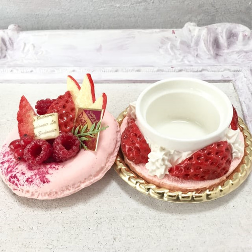 マカロンケーキ小物入れ ピンクベリータイプ フェイクスイーツ その他