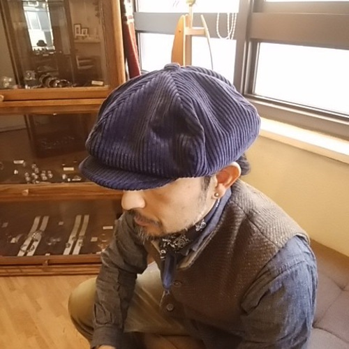 受注製作）No5 L ~60cm 6パネルメンズキャスケット 太畝コーデュロイ