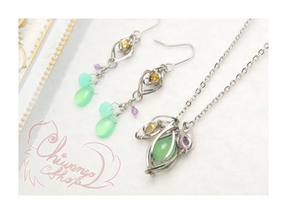 【送料無料】春色天然石のアクセサリーセット ②