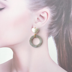 pearl heart × gray　pierce / earring 5枚目の画像