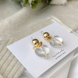 gold × clear heart  pierce / earring 3枚目の画像
