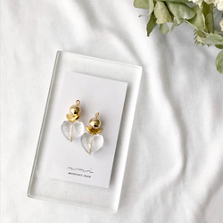 gold × clear heart  pierce / earring 4枚目の画像