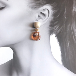sand beige × marble brown  pierce / earring 3枚目の画像