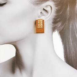 camel brown × wood  pierce / earring 3枚目の画像