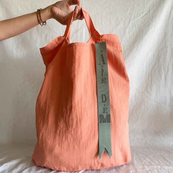 pastel color tote bag(apricot) 3枚目の画像