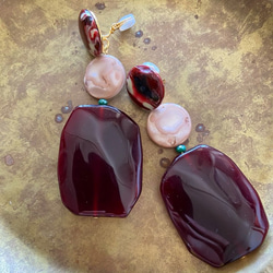 Italian beads earrings (bordeaux) 2枚目の画像