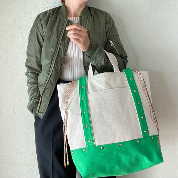 canvas 2way tote bag (green) 8枚目の画像