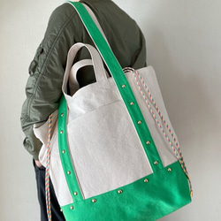 canvas 2way tote bag (green) 5枚目の画像