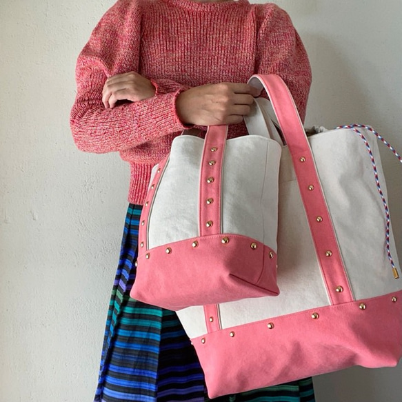 canvas tote bag medium (pink) 1枚目の画像
