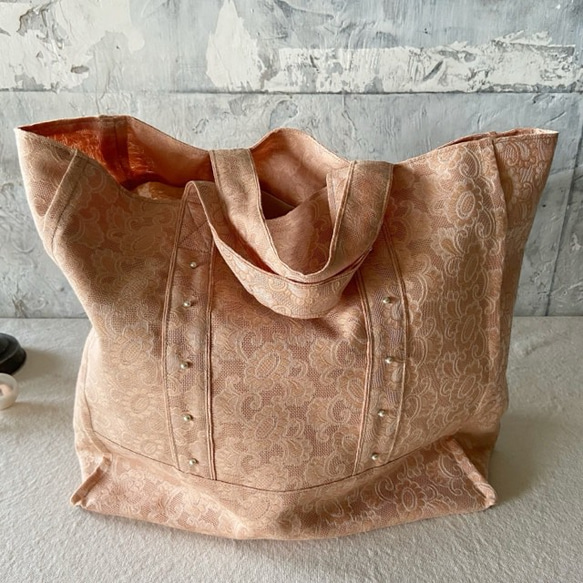 vintage damask cloth  bag (pink) 9枚目の画像