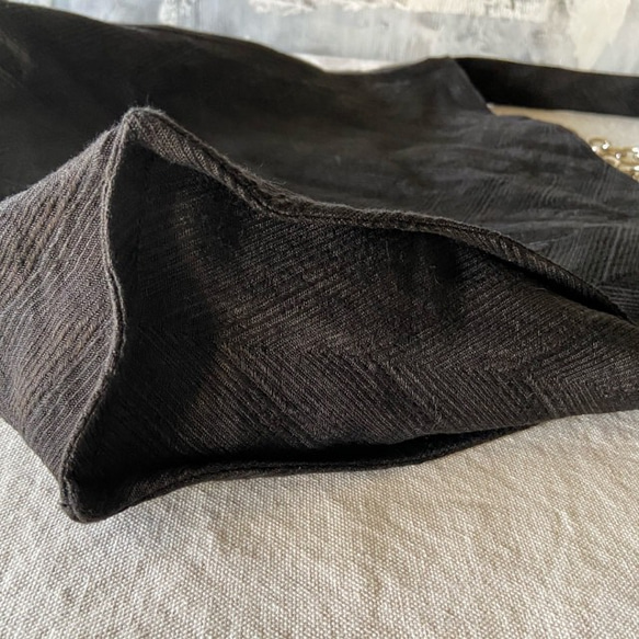 french linen herringbone 2way bag (black) 7枚目の画像