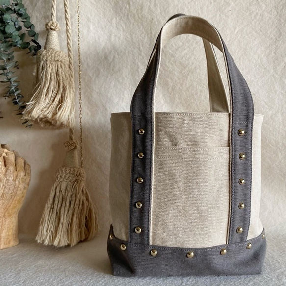 canvas tote bag medium ecru gray uniquees