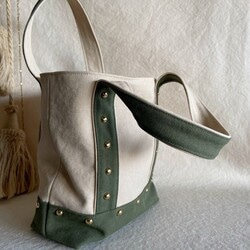 canvas tote bag medium (ecru & khaki) 9枚目の画像