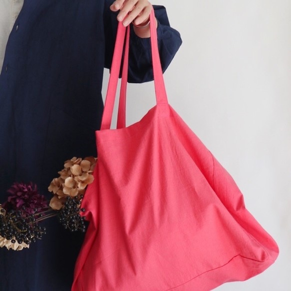 M様専用カート　cotton linen bag (mustard) (coral pink) 1枚目の画像