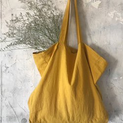 M様専用カート　cotton linen bag (mustard) (coral pink) 2枚目の画像