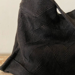 french linen herringbone shoulder bag (black) 5枚目の画像
