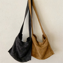 french linen herringbone shoulder bag (black) 8枚目の画像