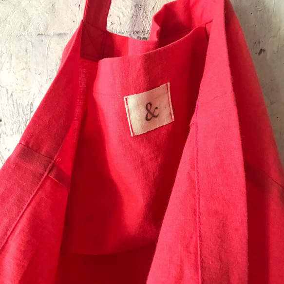 cotton linen bag (coral pink) 3枚目の画像