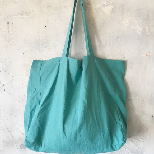 cotton linen bag (smoky  aqua) 2枚目の画像