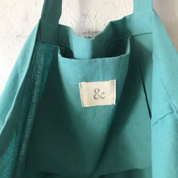 cotton linen bag (smoky  aqua) 3枚目の画像