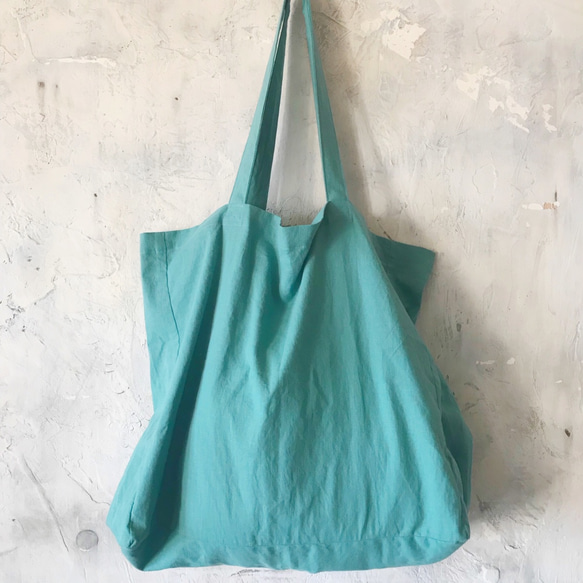cotton linen bag (smoky  aqua) 6枚目の画像