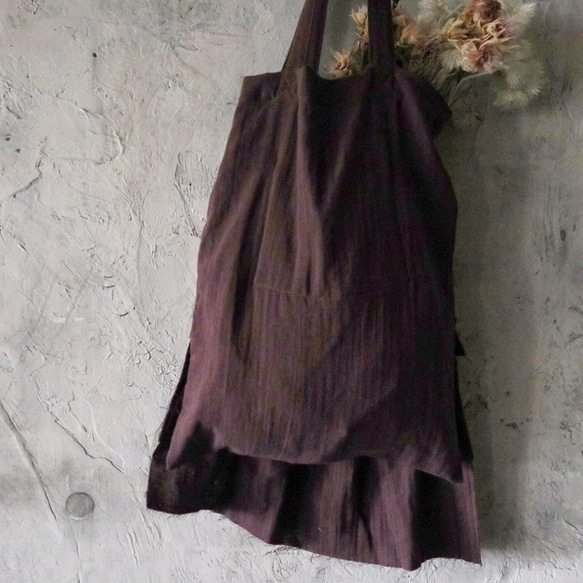 gauze frill bag (plum) 5枚目の画像