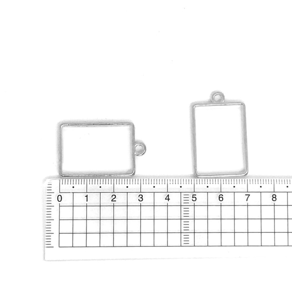 【レジン空枠】長方形　ショート　シルバー【10個】 2枚目の画像