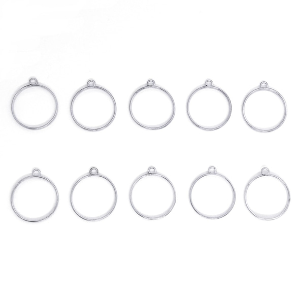 レジン空枠】シンプルラウンド型 シルバー【10個】 チャーム 