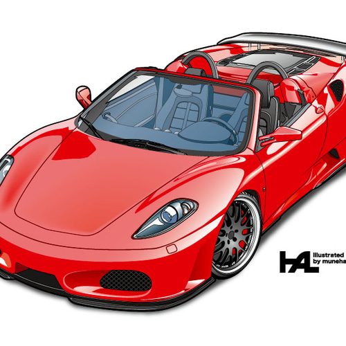 赤いスポーツカーの絵画 赤いスポーツカーの絵画 フレームアート