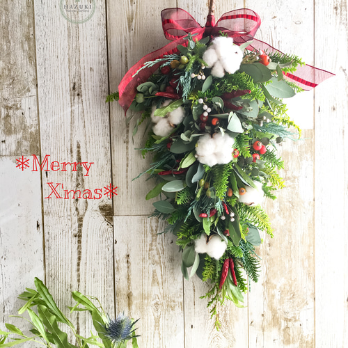 ☆【早割クリスマス2025】特大60cm 生花フレッシュグリーン スワッグ