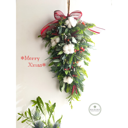 ドライフラワー　フレッシュ　グリーン　クリスマス　スワッグ　No.47 ドライフラワー フレッシュ グリーン クリスマス スワッグ No.47