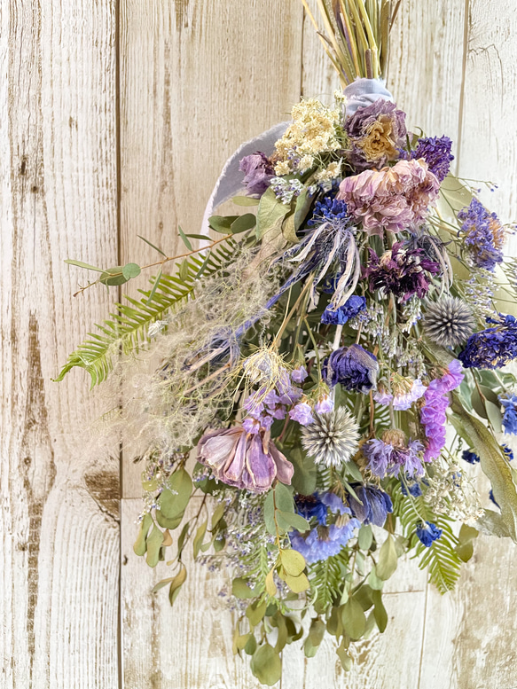 ☆お花お任せブルー・パープル系 ドライフラワースワッグ 母の日にも♡ 5枚目の画像