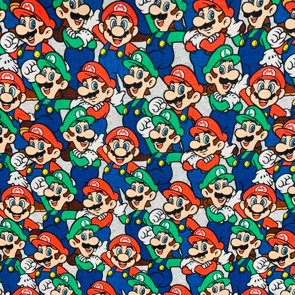 マリオとルイージー柄 アメリカ直輸入コットン100%生地 30×110 激レア