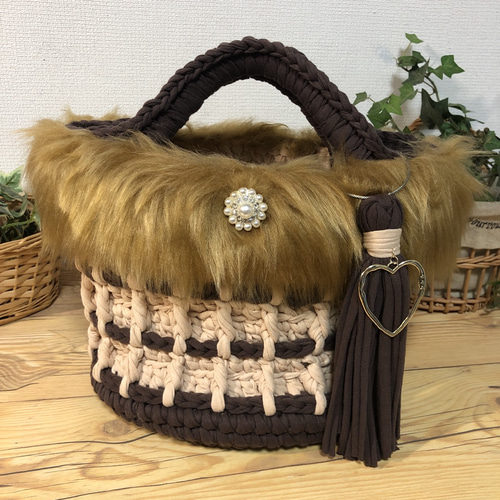 new❤️ワッフル編み❁マルシェバッグ❁ズパゲッティバッグ トート 