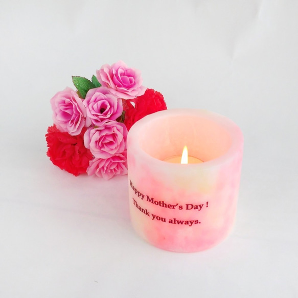 【母の日ギフト】2wayメッセージアロマキャンドル with カーネーションブーケ（ピンク・ローズの香り） 3枚目の画像