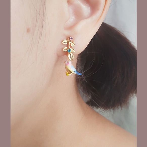 乘著彩虹而來～bird clip earring 第2張的照片