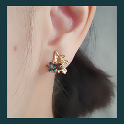 聖甲蟲/石榴石果實clip earring /可當耳骨夾/可訂穿式抗敏鋼耳針耳環 第3張的照片