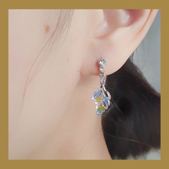 3/4 blue earring~可訂夾式耳環 第1張的照片