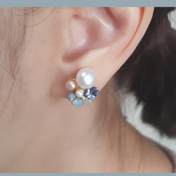 光暈°。°天然珍珠earring~可訂夾式螺旋可調耳環 第2張的照片