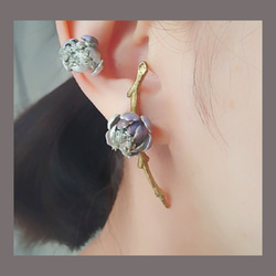 茶花芽～clip earring 小花可當耳骨夾 第6張的照片