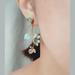 雪蓮花/雪兔子earring~可訂製夾式耳環 第1張的照片