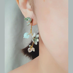 雪蓮花/雪兔子earring~可訂製夾式耳環 第5張的照片