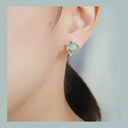 雪蓮花/雪兔子earring~可訂製夾式耳環 第6張的照片