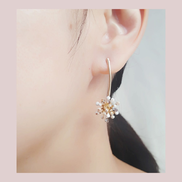 蒲公英/° たんぽぽ /Dandelion °earring  ~短枝雙面設計款。可訂製夾式耳環。 第6張的照片