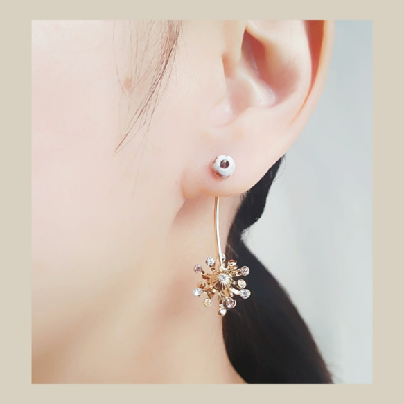 蒲公英/° たんぽぽ /Dandelion °earring  ~短枝雙面設計款。可訂製夾式耳環。 第7張的照片